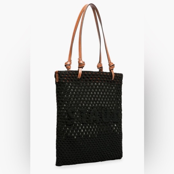 STAUD Crochet Porte Tote Bag In Black NWT - Picture 4 of 9